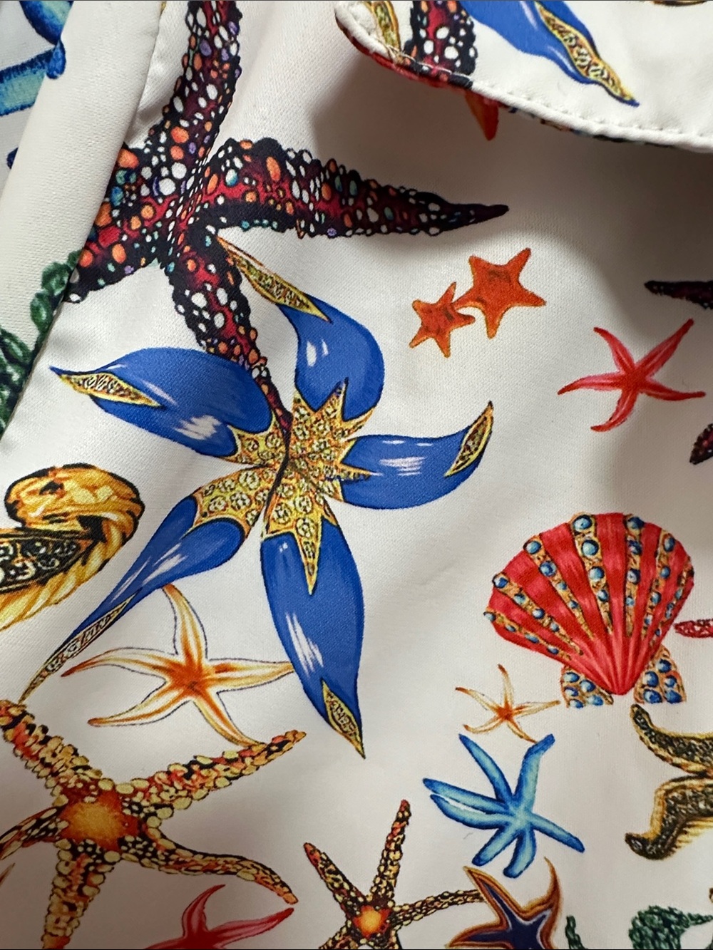 Varrila White Seashell & Starfish Button-Up Shirt Dominican Republic - Picture 3 of 4